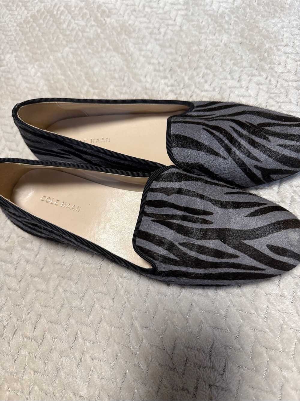 Cole Haan Gray and Black Zebra-Print Loafers